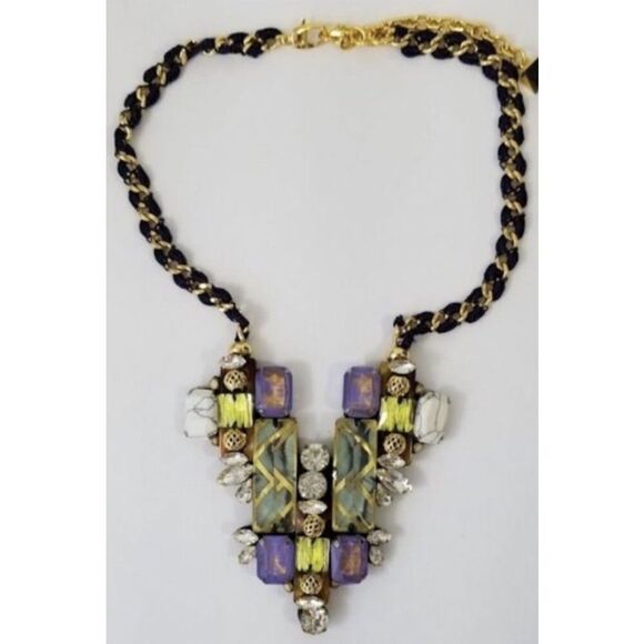 Signed Nocturne Studio JUMI Multicolor Statement Necklace With Leather Backing - Picture 1 of 12